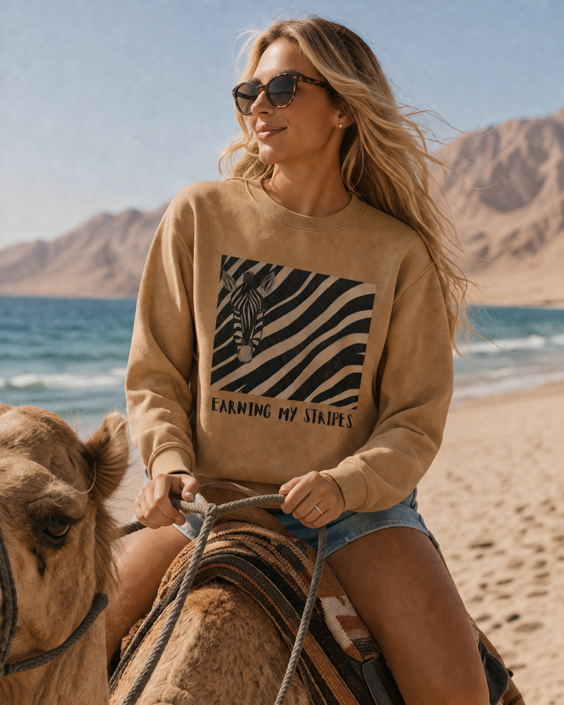 Earning My Stripes Camel Sweatshirt