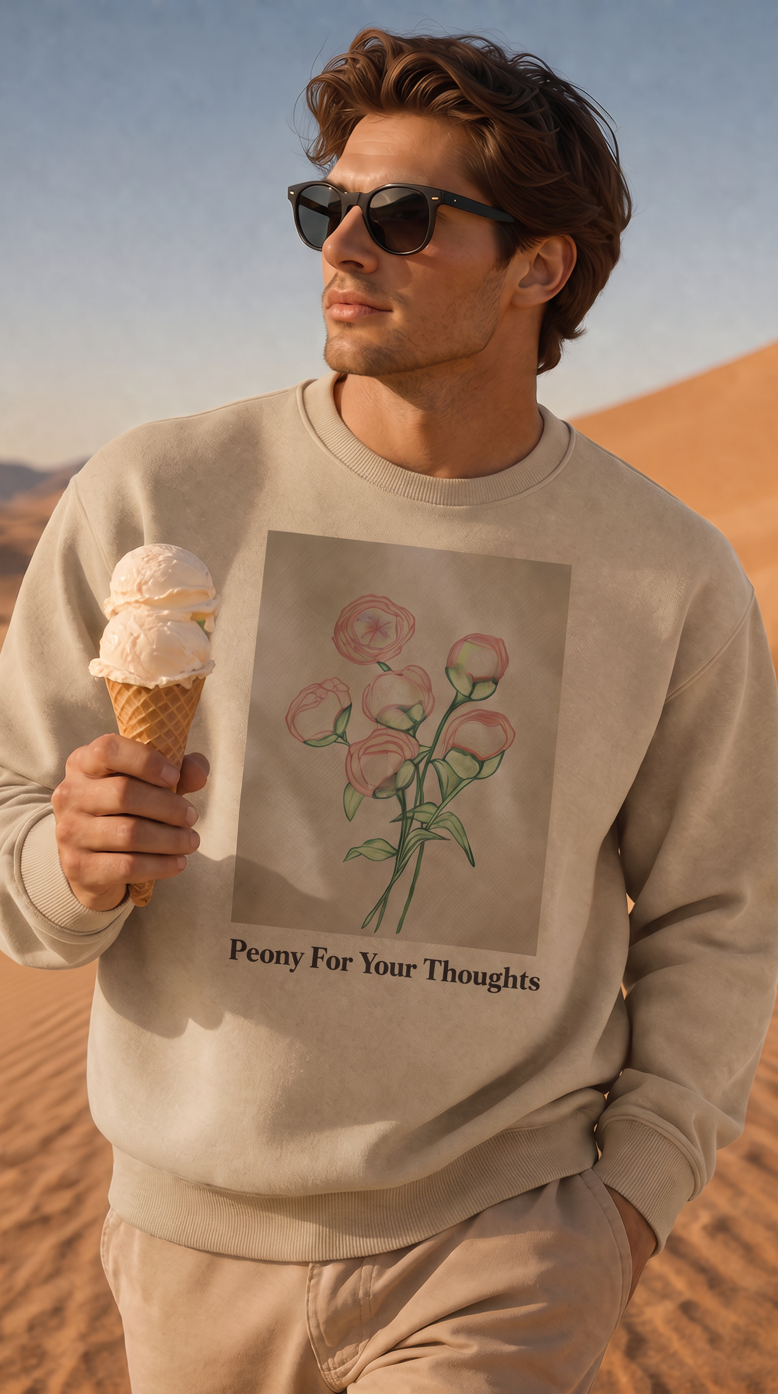 Peony For Your Thoughts Sweatshirt - Desert Dist